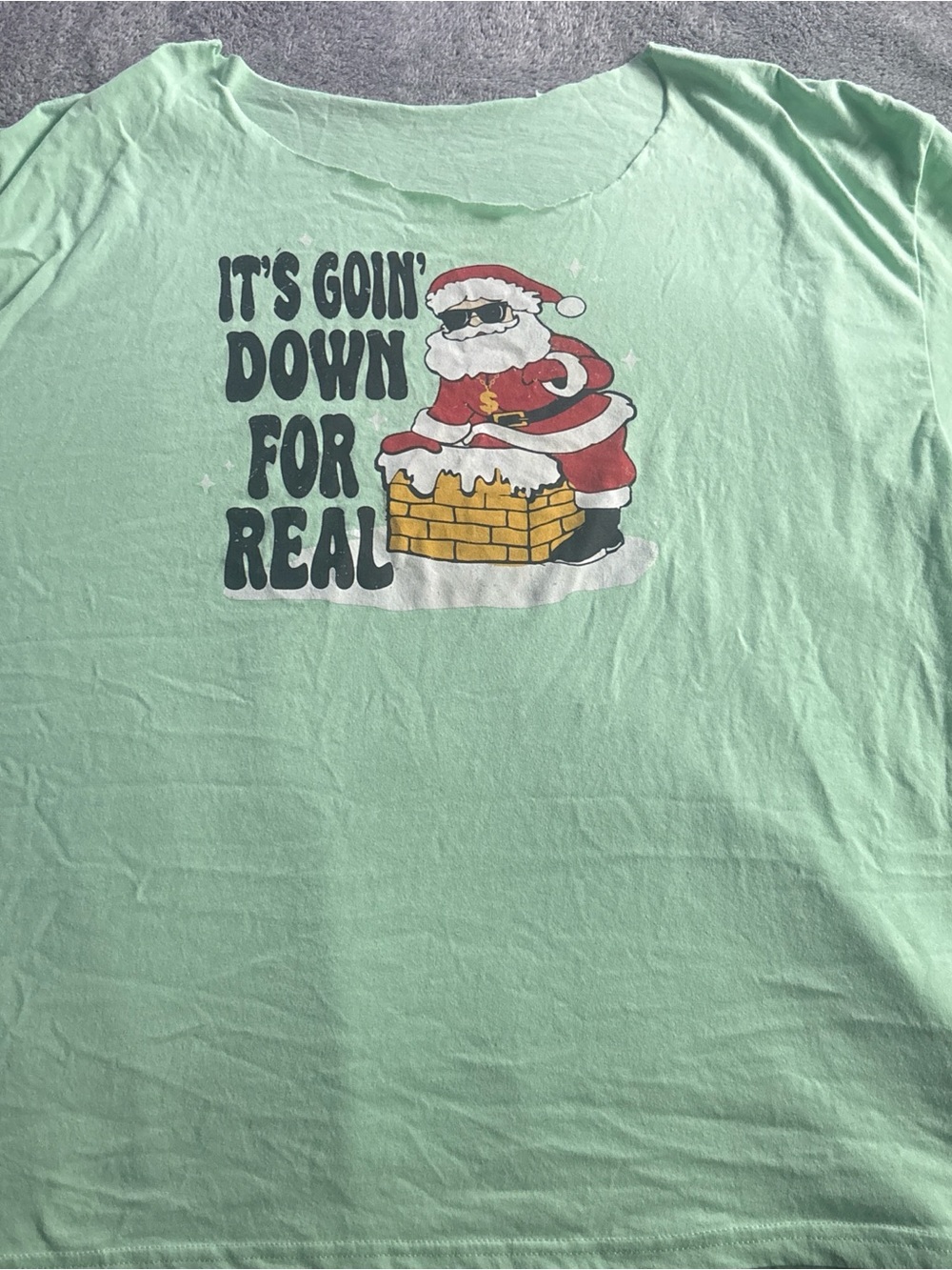 Target Mint Green Holiday Santa Graphic Tee
